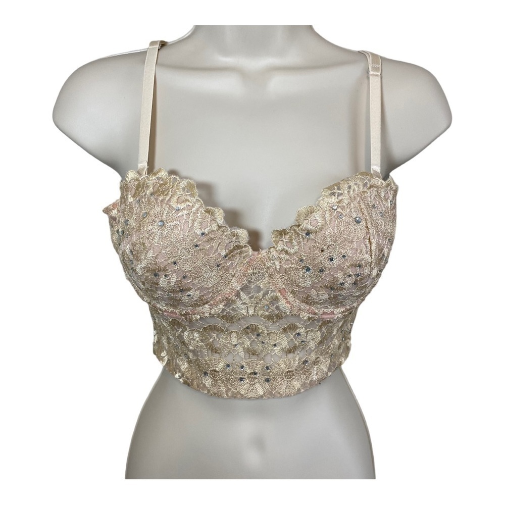Gold lace Bustiere Bra - 32B